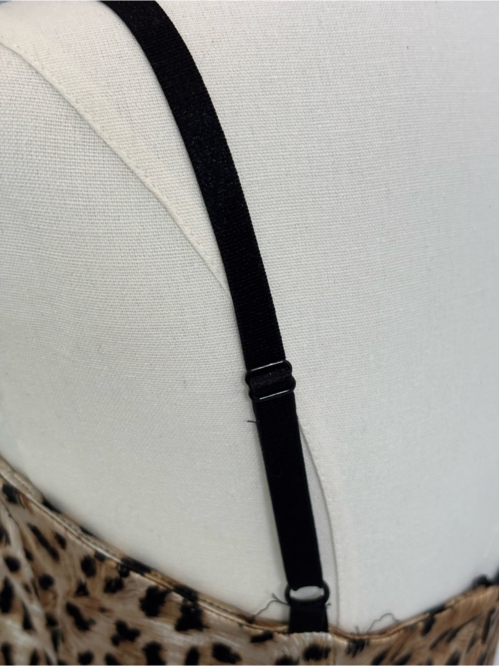 Strapless Leopard Print Bodycon Dress with Black Panels - Picture 3 of 5
